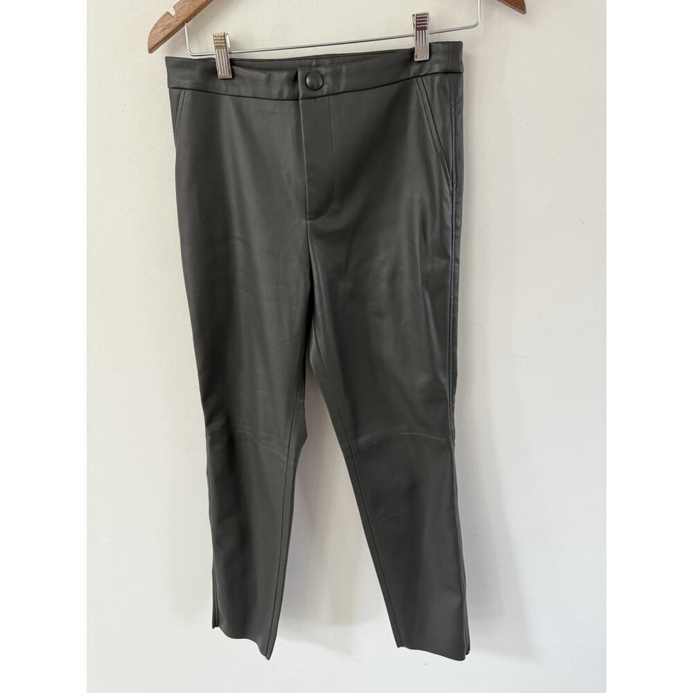 Truth By Republic Womenโs Faux Leather Pants Tapered Olive Green Size 6 NEW